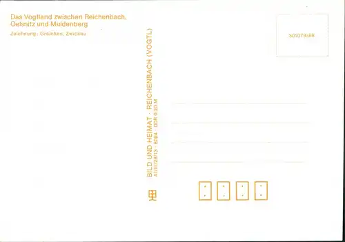 .Sachsen Region Reichenbach, Oelsnitz, Muldenberg DDR Landkarte Wanderkarte 1989