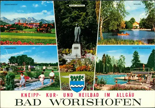 Ansichtskarte Bad Wörishofen MB: Stadtansuchten, Schwimmbad 1971