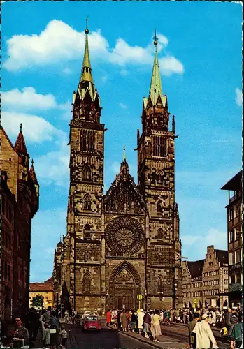 Ansichtskarte Nürnberg Lorenzkirche, Straße - Haltestelle 1973