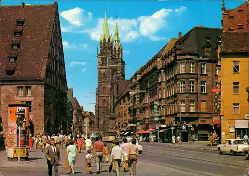 Ansichtskarte Nürnberg Königsstraße - Geschäfte, belebt 1975