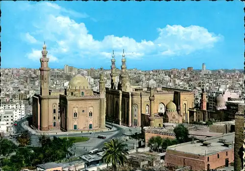 Kairo القاهرة Panorama-Ansicht mit Sultan Hassan Mosque Moschee 1960