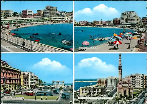 Alexandrien الإسكندرية‎, al-Iskandariyya Mehrbild-AK Stanley Bay Beach   1960