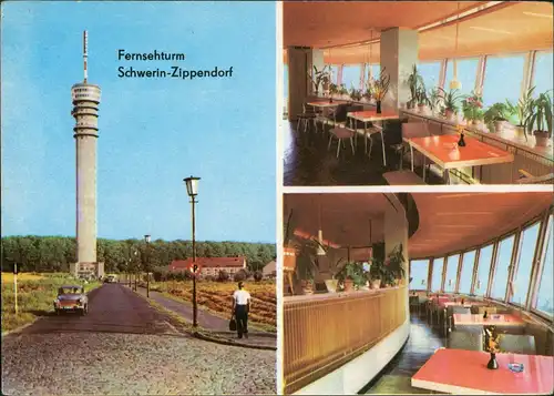 Ansichtskarte Zippendorf-Schwerin Fernsehturm - Restaurant Innen 3 Bild 1969