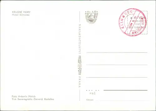 Postcard Sankt Joachimsthal Jáchymov Keilberg/Klínovec Skifahrer 1985