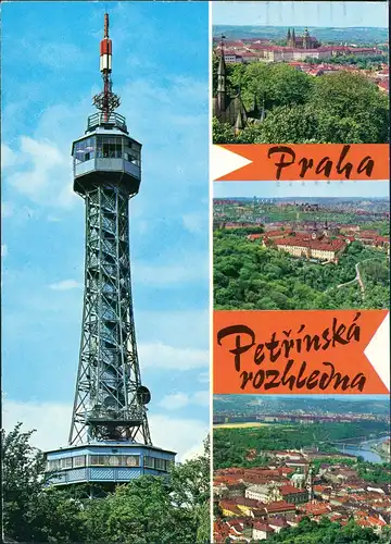 Postcard Prag Praha 3 Bild Fernsehturm Stadt 1977