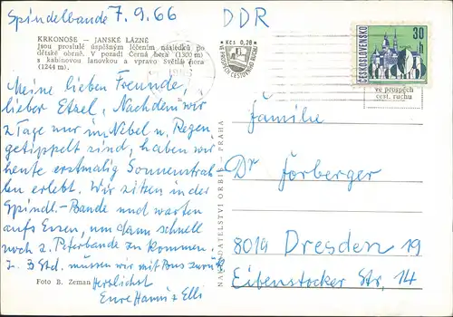 Postcard Johannisbad Janské Lázně Totale 1966