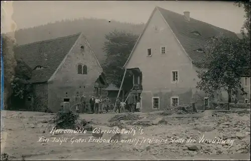 Oberschlottwitz-Glashütte Hochwasser - Zerstörung Herremühle 1927 Privatfoto