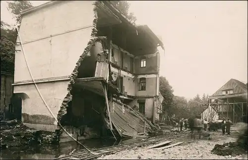 Ansichtskarte Glashütte Zerstörtes Haus - Hochwasser 1927