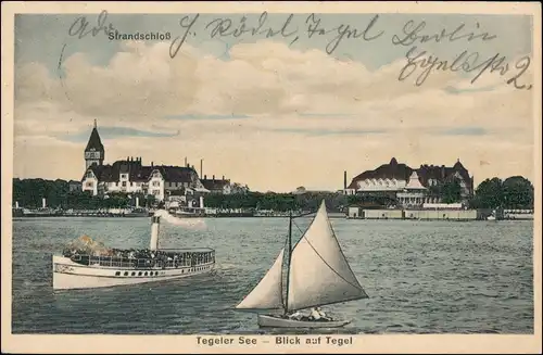 Ansichtskarte Tegel-Berlin Tegeler See Strandschloß Dampfer 1926