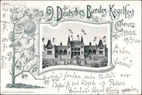 Ansichtskarte Chemnitz 2. Deutsches Bundes Kegelfest 1900