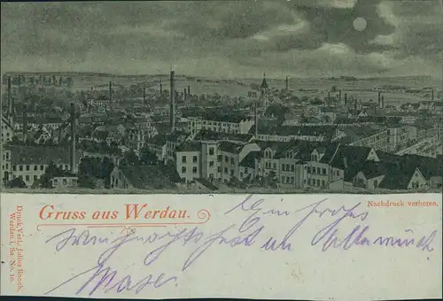 Ansichtskarte Werdau Mondschein 1915