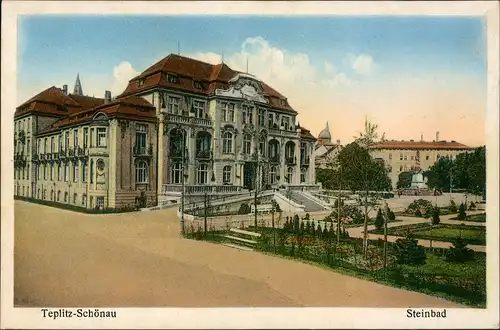 Postcard Teplitz-Schönau Teplice Steinbad - Park 1929