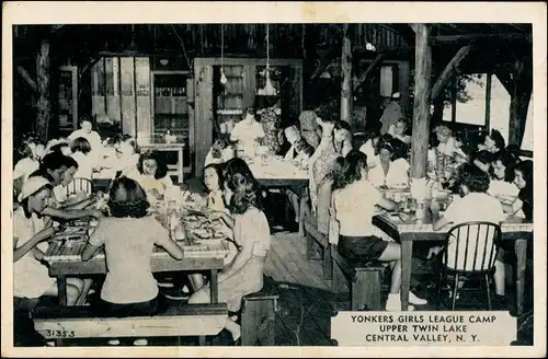 Central Valley N.Y. YONKERS GIRLS LEAGUE CAMP UPPER TWIN LAKE   NY 1947