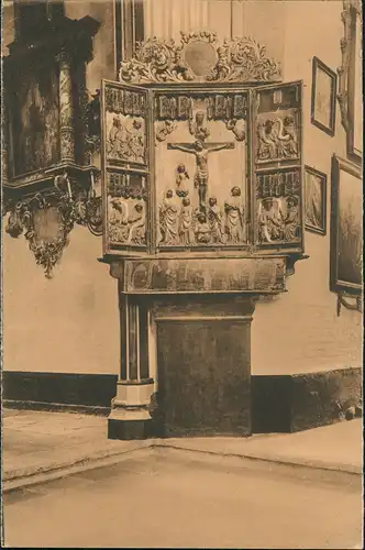 Ansichtskarte Stralsund Seitenaltar mit Kreuzigung Nicolaikirche 1922