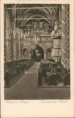 Ansichtskarte Bergen (Rügen) Kirche - Orgel 1926
