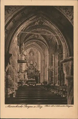 Ansichtskarte Bergen (Rügen) Marienkirche - Innen 1922