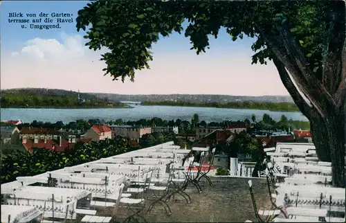 Ansichtskarte Werder (Havel) Blick von der Gartenterrasse 1913