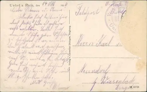 Ansichtskarte Unkel Straßenpartie 1908