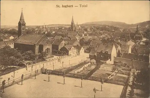 Ansichtskarte St. Ingbert Totale - Straße 1915
