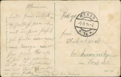 Cartoline Brixen Bressanone Stadt gel. Feldpost Meran 1914