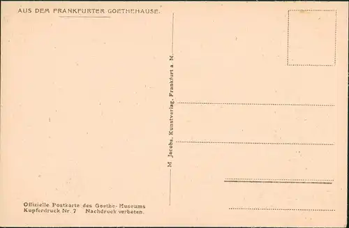 Ansichtskarte Frankfurt am Main Goethehaus - Staatszimmer Durchblick 1926