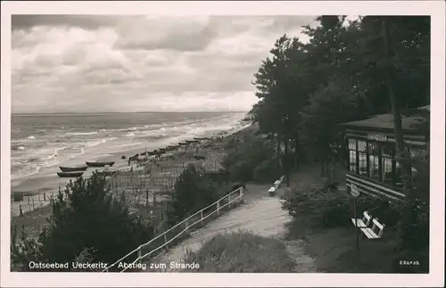 Ansichtskarte Ückeritz (Usedom) Halle Abstieg zum Strand 1962