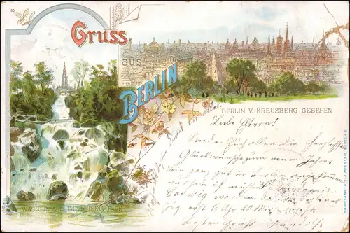 Ansichtskarte Litho AK Kreuzberg-Berlin 2 Bild Viktoriapark Stadt 1898