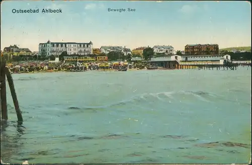 Ansichtskarte Ahlbeck (Usedom) Strandpromenade, bewegte See 1914