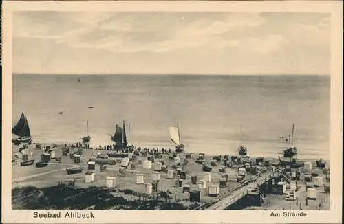 Ansichtskarte Ahlbeck (Usedom) Strand Segelboote 1924