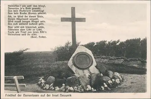 Ansichtskarte Insel Neuwerk-Hamburg Friedhof der Namenlosen 1918