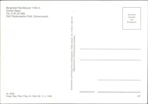 Ansichtskarte Schliengen Luftbild Hotel und Pension Hochblauen 1999