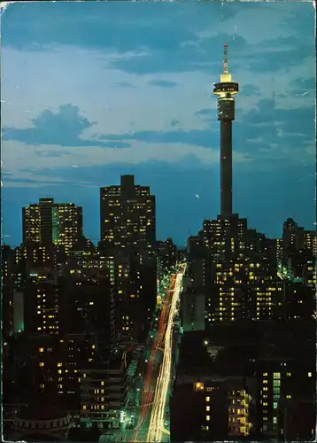 Postcard Johannesburg Fernsehturm bei Nacht 1982