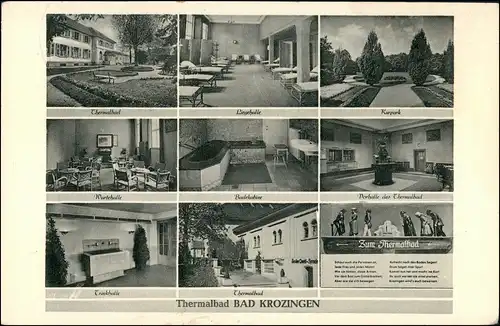 Ansichtskarte Bad Krozingen MB: Liegehalle, Wartehalle, Trinkhalle 1953