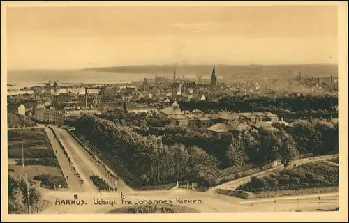 Postcard Aarhus Udsigt fra Johannes Kirken 1915
