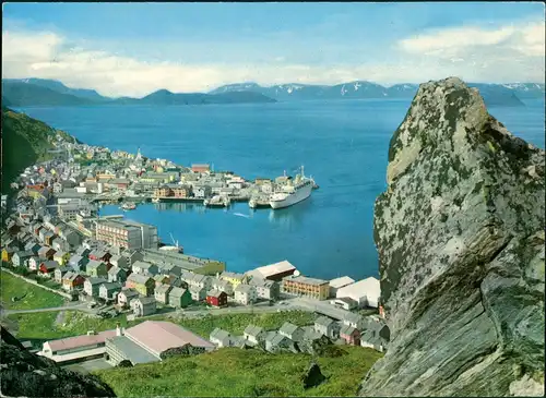 Postcard Hammerfest Stadt, Dampfer 1978