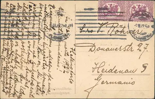 Postcard Helsinki Helsingfors Norra Esplanaden gelaufen 1922