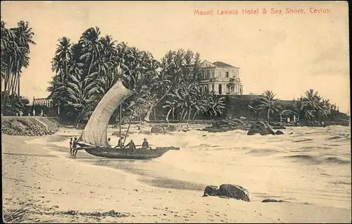 Postcard Dehiwala-Mount Lavinia-Colombo Hotel und Strand 1906