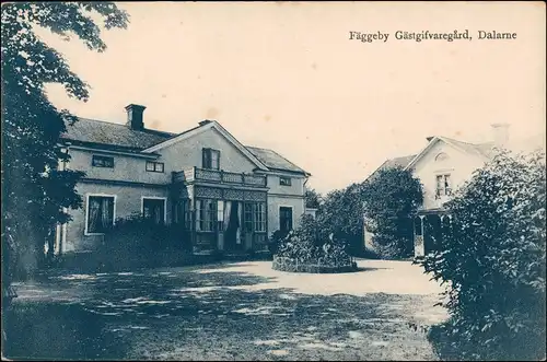 Postcard Dalarna (Stadt) Fäggeby Gästgifvaregård Straße 1917