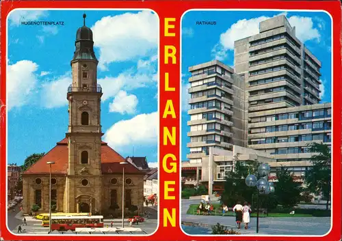 Ansichtskarte Erlangen 2 Bild Hugenottenplatz, Rathaus 1978