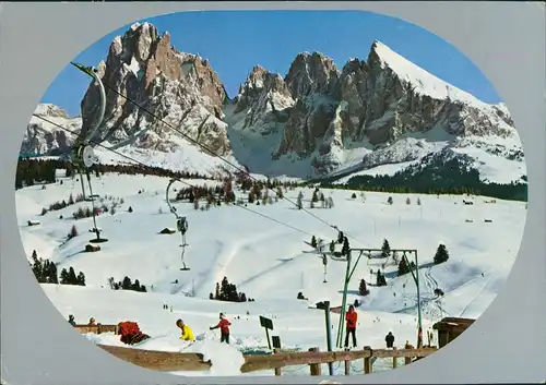 Cartoline Seis am Schlern Siusi allo Sciliar Seiseralm Skilift 1978