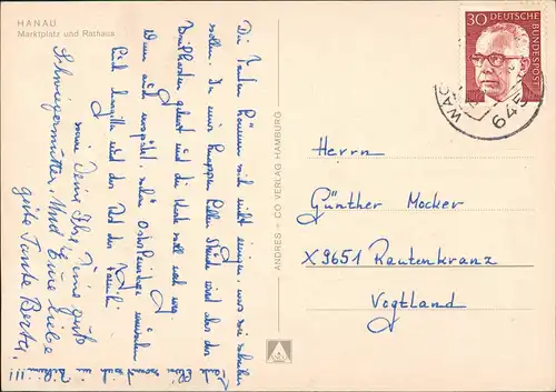 Ansichtskarte Hanau Marktplatz 1972