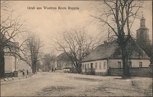 Ansichtskarte Wustrau-Altfriesack-Fehrbellin Dorfstraße b Neuruppin 1913