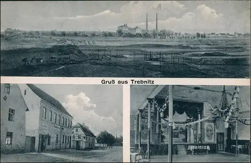 Ansichtskarte Trebnitz-Zerbst Gasthaus, Grube u. Fabrik 1922