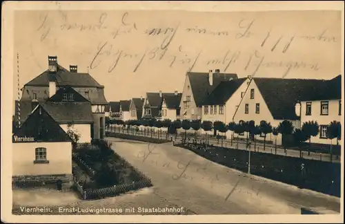 Ansichtskarte Viernheim Ernst Ludwigstrasse, Bahnhof 1932