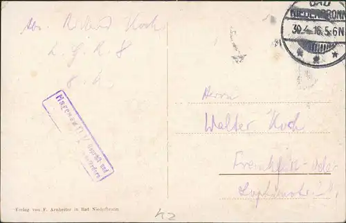 Niederbronn Niederbronn-les-Bains Eisenwerk - Fabrik gel. Feldpost 1916