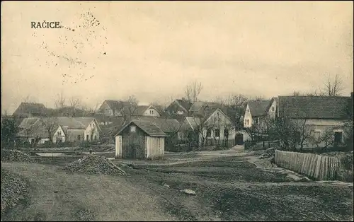 Postcard Ratschitz Račice Dorf Idyll Ansicht mit Wohnhaus Gruppe 1910