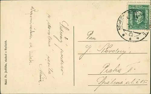 Postcard Ratschitz Račice Dorf Idyll Ansicht mit Wohnhaus Gruppe 1910