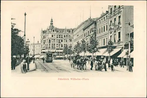 Ansichtskarte Aachen Friedrich Wilhelm-Platz Tram Pferde Kutschen 1900