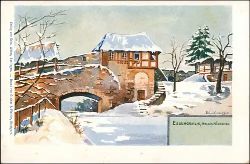 Ansichtskarte Esslingen Künstlerkarte - Winter 1907