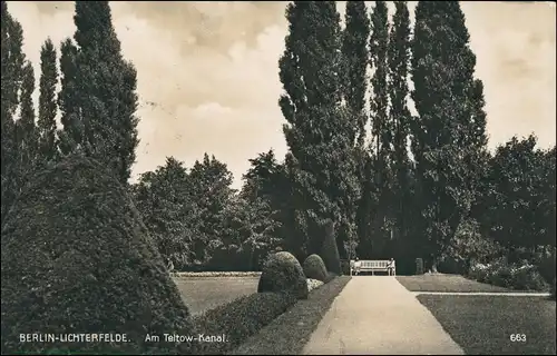 Ansichtskarte Lichterfelde-Berlin Park am Teltowkanal 1929